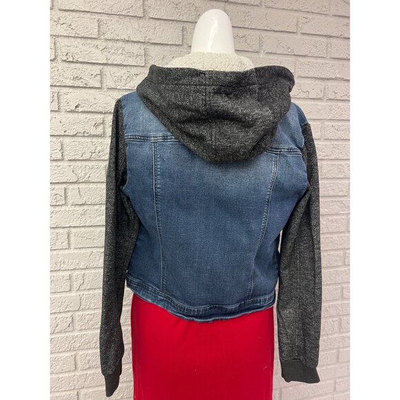 Ci Sono Women Stretch Denim Jacket with Removable Hoodie Size M - Picture 2 of 9